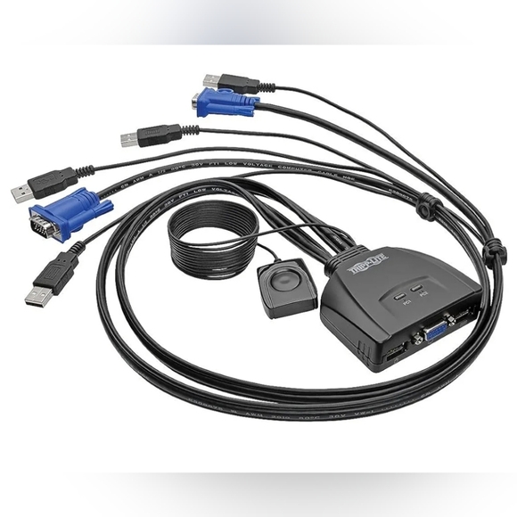 Tripp Lite 2-Port USB VGA Cable KVM Switch with Cables & USB Peripheral Sharing - Picture 1 of 12